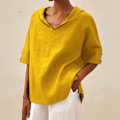 Mel - Camisa de Lino con Escote en V