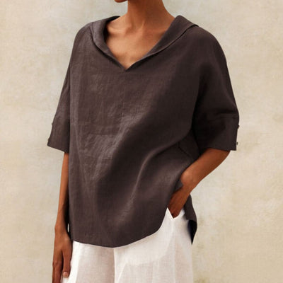 Mel - Camisa de Lino con Escote en V