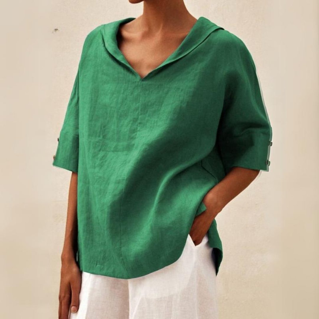 Mel - Camisa de Lino con Escote en V
