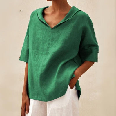 Mel - Camisa de Lino con Escote en V