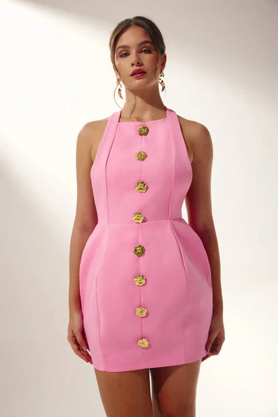Marlene - Minivestido halter sin espalda