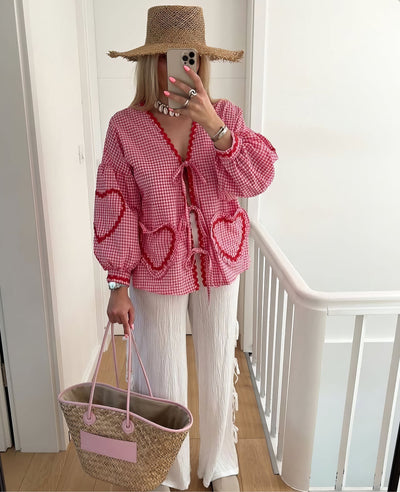 Claudia – Blusa Gingham con Nudo
