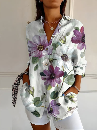 Amelie - Camisa de Botones Floral Fresca y Elegante