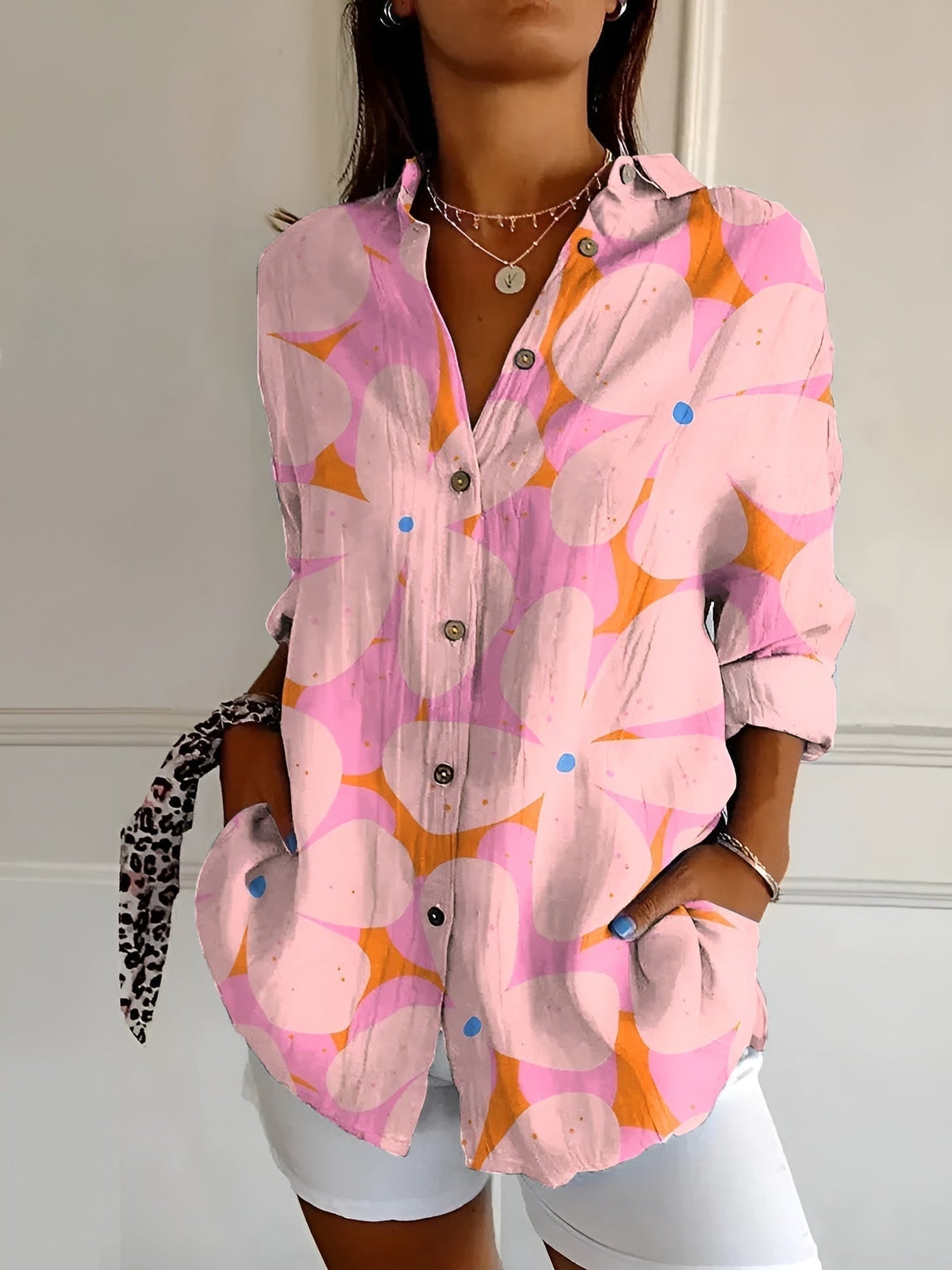 Amelie - Camisa de Botones Floral Fresca y Elegante